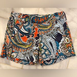 J. Crew Women's Paisley-Print Shorts in Navy, Orange & Light Blue